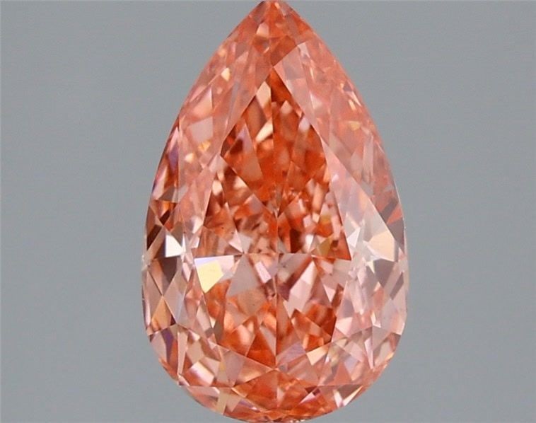Loose Diamond - PEAR 2.05ct Fancy Vivid Orangey Pink VS1: Loose Diamond - PEAR 2.05ct Fancy Vivid Orangey Pink VS1 Source: This is a real non-mined Diamond that has been grown in a lab Shape: PEAR Carats: 2.05 Color: Fancy Vivid Orangey Pink Certification: I