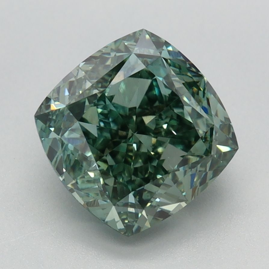 Loose Diamond - CUSHION MODIFIED 2.67ct Fancy Vivid Green VS1: Loose Diamond - CUSHION MODIFIED 2.67ct Fancy Vivid Green VS1 Source: This is a real non-mined Diamond that has been grown in a lab Shape: CUSHION MODIFIED Carats: 2.67 Color: Fancy Vivid Green Certif