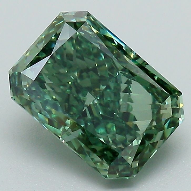 Loose Diamond - RADIANT 2.14ct Fancy Vivid Green VS1: Loose Diamond - RADIANT 2.14ct Fancy Vivid Green VS1 Source: This is a real non-mined Diamond that has been grown in a lab Shape: RADIANT Carats: 2.14 Color: Fancy Vivid Green Certification: IGI Video
