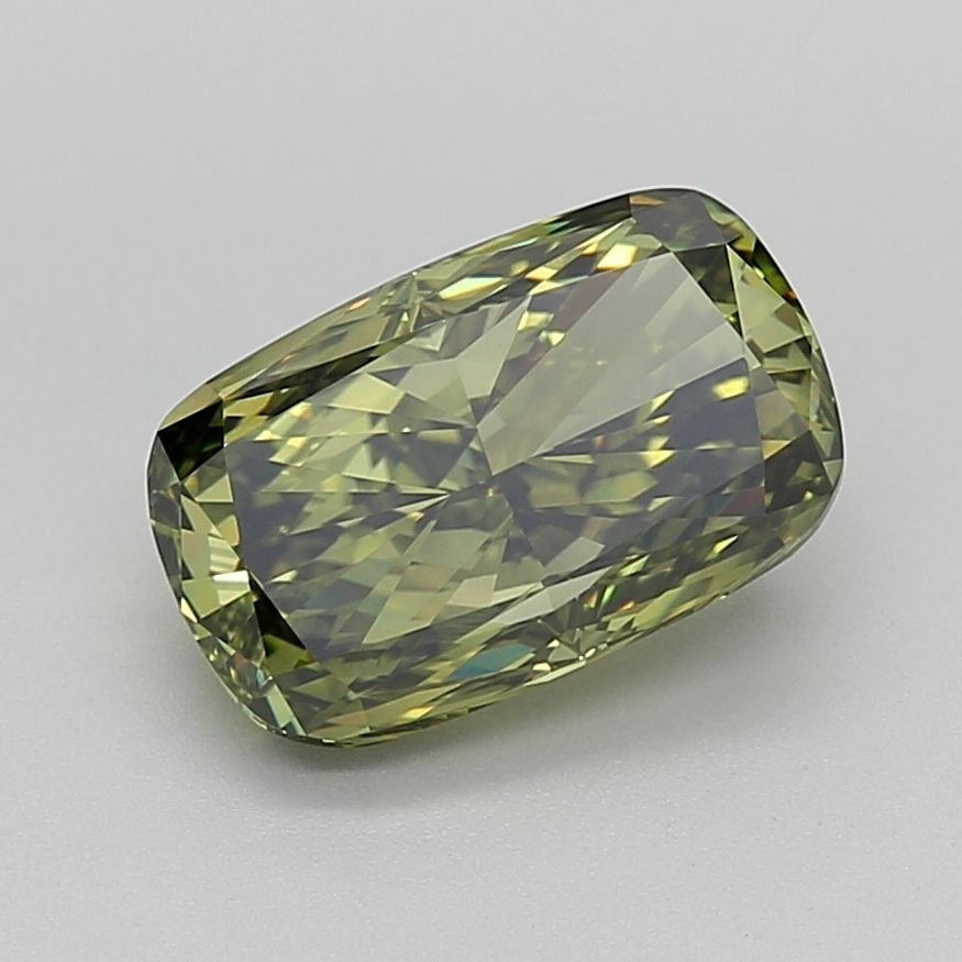 Loose Diamond - CUSHION BRILLIANT 3.04ct Fancy Vivid Green VVS2 (1 of 1)
