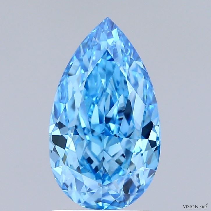 Loose Diamond - PEAR 1.74ct Fancy Vivid Blue VVS2: Loose Diamond - PEAR 1.74ct Fancy Vivid Blue VVS2 Source: This is a real non-mined Diamond that has been grown in a lab Shape: PEAR Carats: 1.74 Color: Fancy Vivid Blue Certification: IGI Video:
