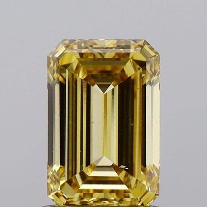 Loose Diamond - EMERALD 1.0ct Fancy Vivid Yellow VS2: Loose Diamond - EMERALD 1.0ct Fancy Vivid Yellow VS2 Source: This is a real non-mined Diamond that has been grown in a lab Shape: EMERALD Carats: 1.0 Color: Fancy Vivid Yellow Certification: NONE Vide