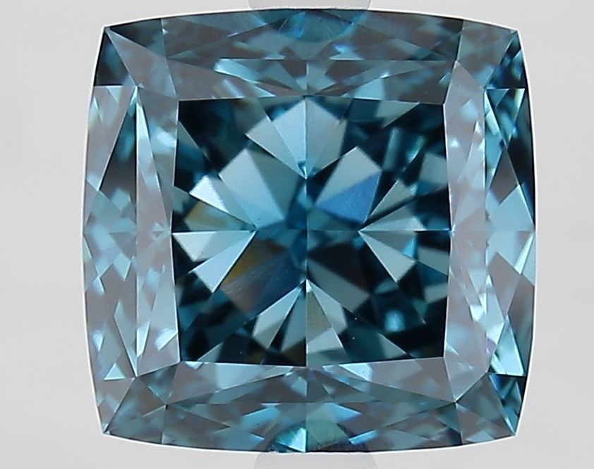 Loose Diamond - CUSHION MODIFIED 3.1ct Fancy Vivid Blue VS1: Loose Diamond - CUSHION MODIFIED 3.1ct Fancy Vivid Blue VS1 Source: This is a real non-mined Diamond that has been grown in a lab Shape: CUSHION MODIFIED Carats: 3.1 Color: Fancy Vivid Blue