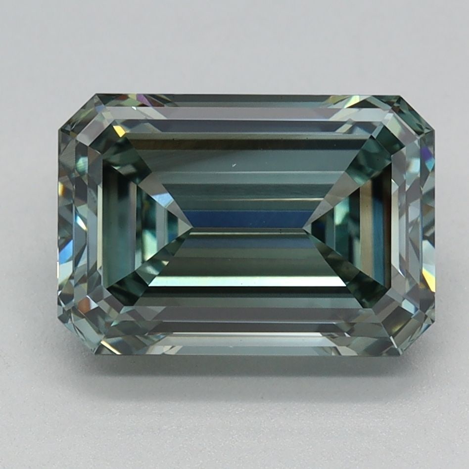 Loose Diamond - EMERALD 2.33ct Fancy Vivid Green VS2: Loose Diamond - EMERALD 2.33ct Fancy Vivid Green VS2 Source: This is a real non-mined Diamond that has been grown in a lab Shape: EMERALD Carats: 2.33 Color: Fancy Vivid Green Certification: IGI Video