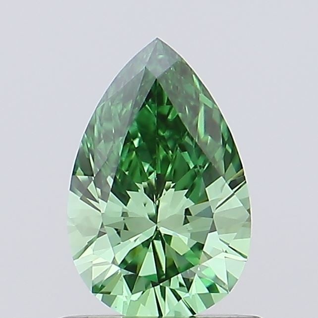 Loose Diamond - PEAR 0.71ct Fancy Vivid Green VVS2: Loose Diamond - PEAR 0.71ct Fancy Vivid Green VVS2 Source: This is a real non-mined Diamond that has been grown in a lab Shape: PEAR Carats: 0.71 Color: Fancy Vivid Green Certification: IGI Video: