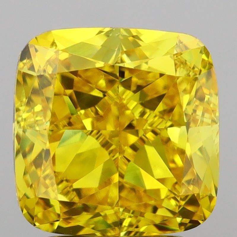 Loose Diamond - CUSHION MODIFIED 3.51ct Fancy Vivid Yellow VVS2: Loose Diamond - CUSHION MODIFIED 3.51ct Fancy Vivid Yellow VVS2 Source: This is a real non-mined Diamond that has been grown in a lab Shape: CUSHION MODIFIED Carats: 3.51 Color: Fancy Vivid Yellow Cer