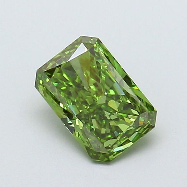 Loose Diamond - RADIANT 1.24ct Fancy Vivid Green VS1: Loose Diamond - RADIANT 1.24ct Fancy Vivid Green VS1 Source: This is a real non-mined Diamond that has been grown in a lab Shape: RADIANT Carats: 1.24 Color: Fancy Vivid Green Certification: IGI Video