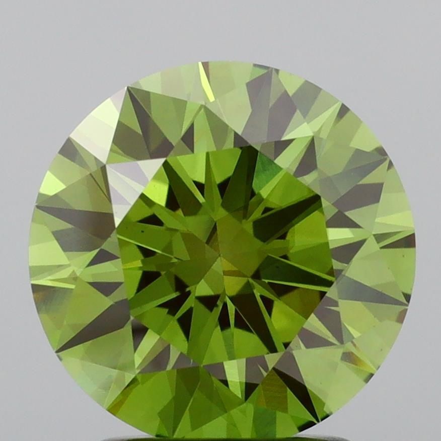 Ideal Loose Diamond - ROUND 2.08ct Fancy Vivid Green VS2: Ideal Loose Diamond - ROUND 2.08ct Fancy Vivid Green VS2 Source: This is a real non-mined Diamond that has been grown in a lab Shape: ROUND Carats: 2.08 Color: Fancy Vivid Green Certification: IGI Vid