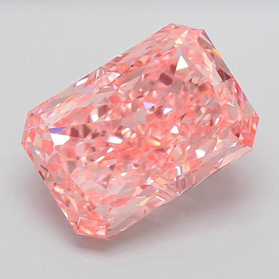 Loose Diamond - RADIANT 14.1ct Fancy Vivid Pink VS1: Loose Diamond - RADIANT 14.1ct Fancy Vivid Pink VS1 Source: This is a real non-mined Diamond that has been grown in a lab Shape: RADIANT Carats: 14.1 Color: Fancy Vivid Pink Certification: IGI Video: