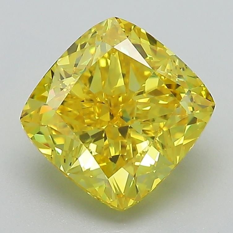 Loose Diamond - CUSHION MODIFIED 2.6ct Fancy Vivid Yellow VS1: Loose Diamond - CUSHION MODIFIED 2.6ct Fancy Vivid Yellow VS1 Source: This is a real non-mined Diamond that has been grown in a lab Shape: CUSHION MODIFIED Carats: 2.6 Color: Fancy Vivid Yellow Certif