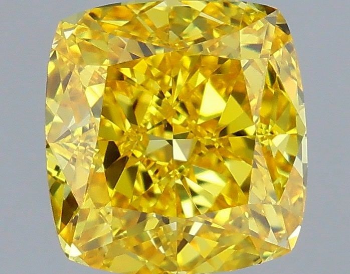 Loose Diamond - CUSHION MODIFIED 1.08ct Fancy Vivid Yellow VVS2: Loose Diamond - CUSHION MODIFIED 1.08ct Fancy Vivid Yellow VVS2 Source: This is a real non-mined Diamond that has been grown in a lab Shape: CUSHION MODIFIED Carats: 1.08 Color: Fancy Vivid Yellow Cer