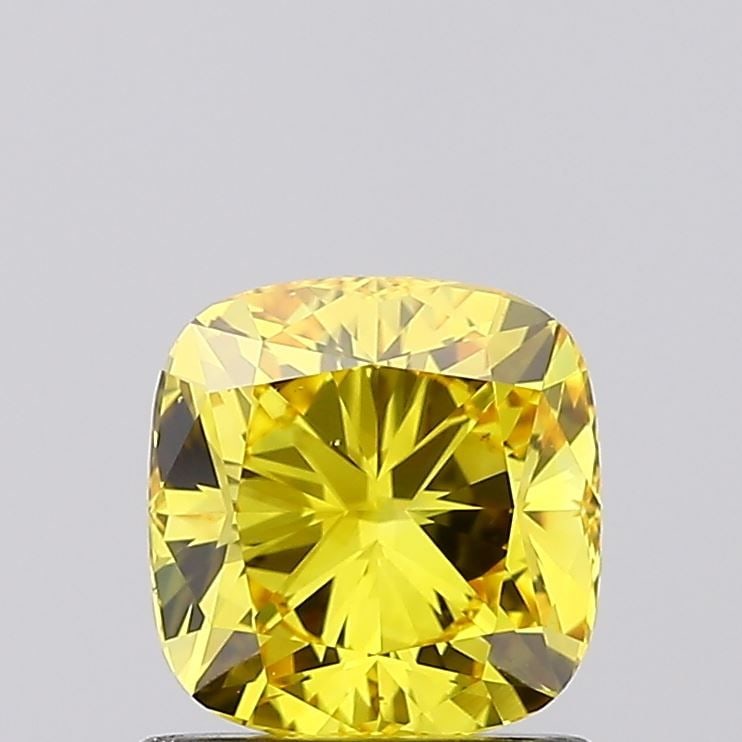 Loose Diamond - CUSHION BRILLIANT 1.03ct Fancy Vivid Yellow VS2: Loose Diamond - CUSHION BRILLIANT 1.03ct Fancy Vivid Yellow VS2 Source: This is a real non-mined Diamond that has been grown in a lab Shape: CUSHION BRILLIANT Carats: 1.03 Color: Fancy Vivid Yellow Ce