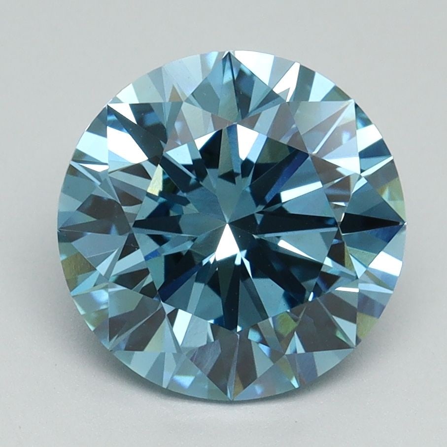 Ideal Loose Diamond - ROUND 3.08ct Fancy Vivid Blue VVS2: Ideal Loose Diamond - ROUND 3.08ct Fancy Vivid Blue VVS2 Source: This is a real non-mined Diamond that has been grown in a lab Shape: ROUND Carats: 3.08 Color: Fancy Vivid Blue Certification: IGI Vide