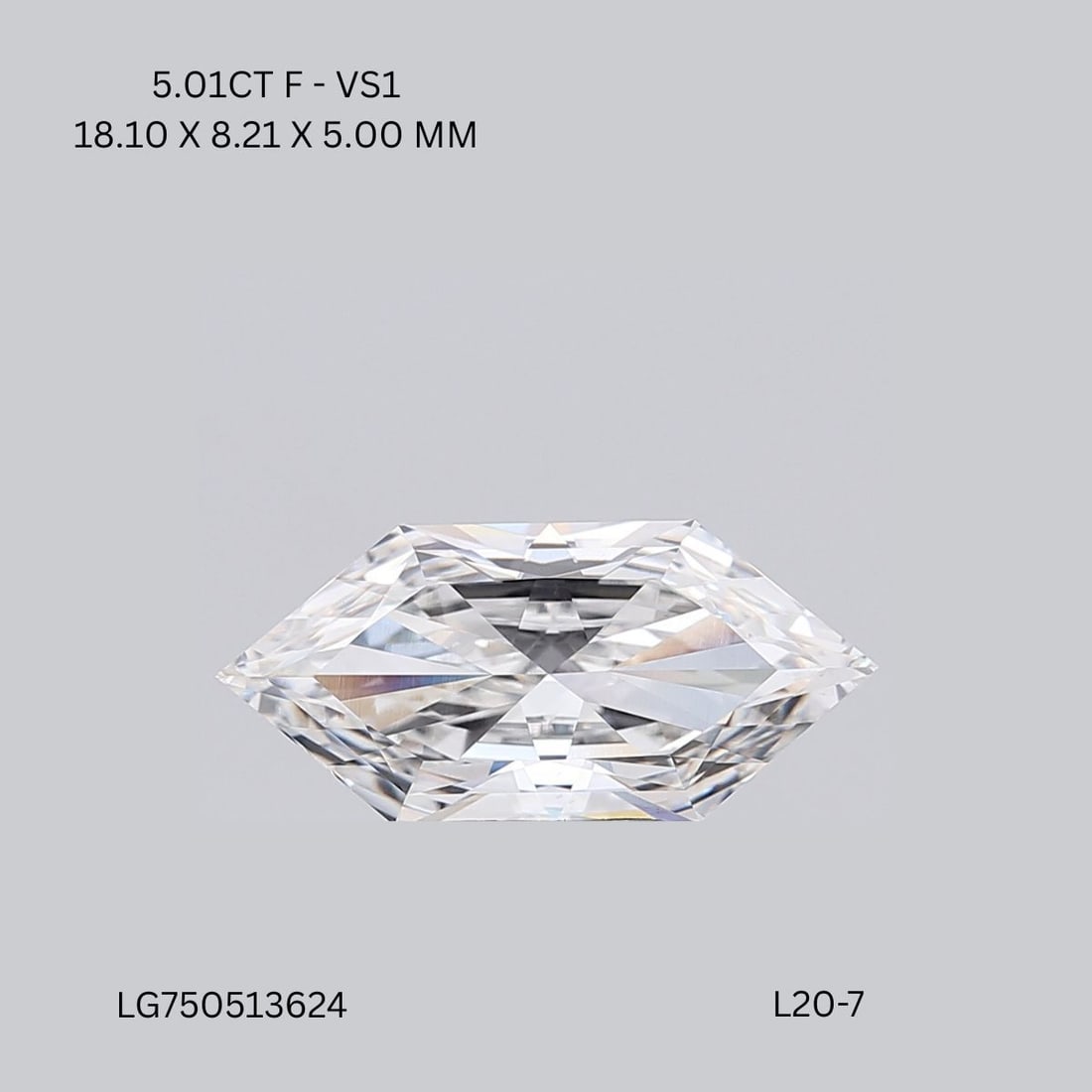 Loose Diamond - HEXAGONAL 5.01ct F VS1: Loose Diamond - HEXAGONAL 5.01ct F VS1 Source: This is a real non-mined Diamond that has been grown in a lab Shape: HEXAGONAL Carats: 5.01 Color: F Clarity: VS1 Certification: IGI Video: