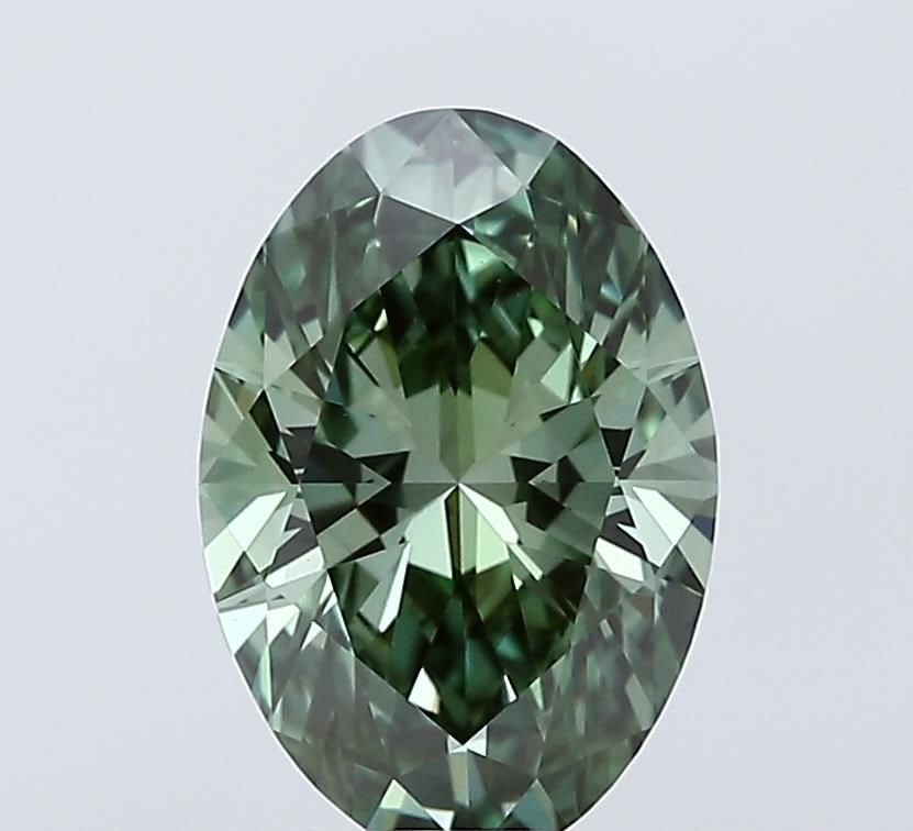 Loose Diamond - OVAL 2.01ct Fancy Vivid Green VVS2: Loose Diamond - OVAL 2.01ct Fancy Vivid Green VVS2 Source: This is a real non-mined Diamond that has been grown in a lab Shape: OVAL Carats: 2.01 Color: Fancy Vivid Green Certification: IGI Video: