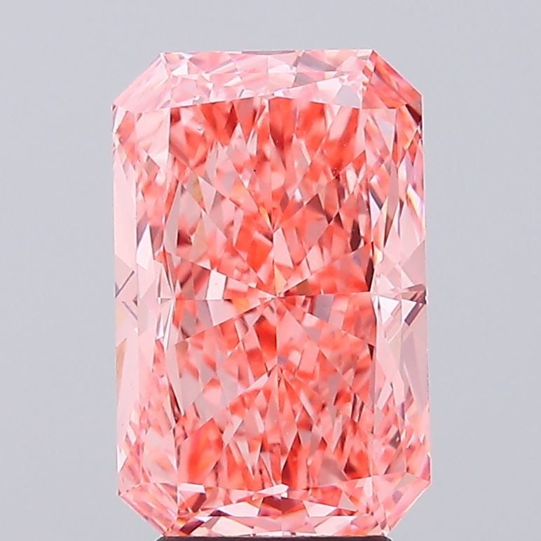 Loose Diamond - RADIANT 5.0ct Fancy Vivid Orange Pink VS2: Loose Diamond - RADIANT 5.0ct Fancy Vivid Orange Pink VS2 Source: This is a real non-mined Diamond that has been grown in a lab Shape: RADIANT Carats: 5.0 Color: Fancy Vivid Orange Pink Certification: