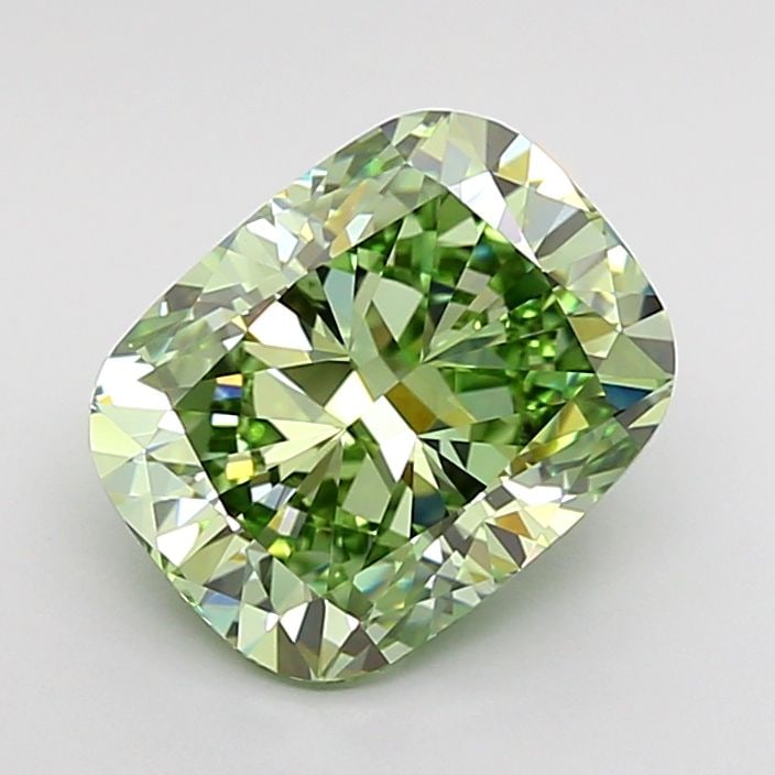 Loose Diamond - CUSHION MODIFIED 2.56ct Fancy Vivid Green VVS2: Loose Diamond - CUSHION MODIFIED 2.56ct Fancy Vivid Green VVS2 Source: This is a real non-mined Diamond that has been grown in a lab Shape: CUSHION MODIFIED Carats: 2.56 Color: Fancy Vivid Green Certi