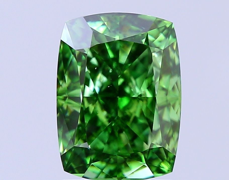 Loose Diamond - CUSHION MODIFIED 2.41ct Fancy Vivid Green VS1: Loose Diamond - CUSHION MODIFIED 2.41ct Fancy Vivid Green VS1 Source: This is a real non-mined Diamond that has been grown in a lab Shape: CUSHION MODIFIED Carats: 2.41 Color: Fancy Vivid Green Certif