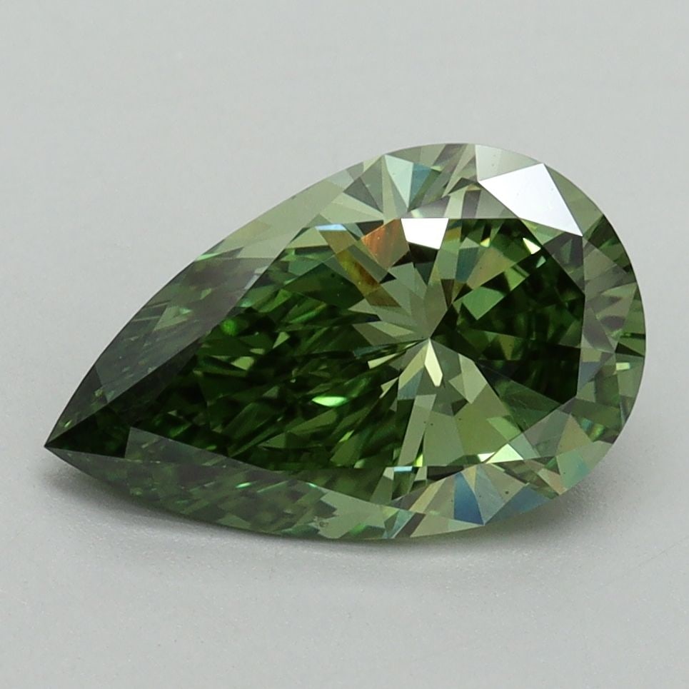 Loose Diamond - PEAR 2.01ct Fancy Vivid Green VS2: Loose Diamond - PEAR 2.01ct Fancy Vivid Green VS2 Source: This is a real non-mined Diamond that has been grown in a lab Shape: PEAR Carats: 2.01 Color: Fancy Vivid Green Certification: IGI Video:
