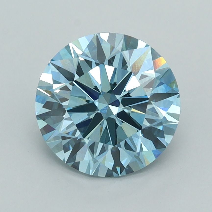 Ideal Loose Diamond - ROUND 2.01ct Fancy Vivid Blue VVS2: Ideal Loose Diamond - ROUND 2.01ct Fancy Vivid Blue VVS2 Source: This is a real non-mined Diamond that has been grown in a lab Shape: ROUND Carats: 2.01 Color: Fancy Vivid Blue Certification: IGI Vide