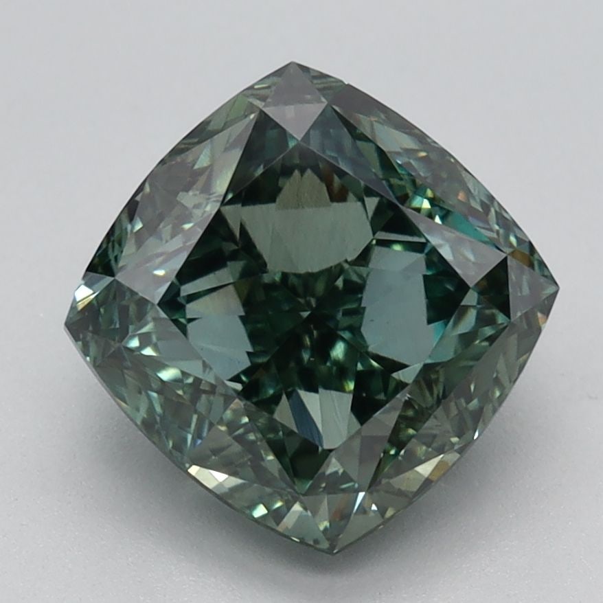 Loose Diamond - CUSHION MODIFIED 2.59ct Fancy Vivid Green VS1: Loose Diamond - CUSHION MODIFIED 2.59ct Fancy Vivid Green VS1 Source: This is a real non-mined Diamond that has been grown in a lab Shape: CUSHION MODIFIED Carats: 2.59 Color: Fancy Vivid Green