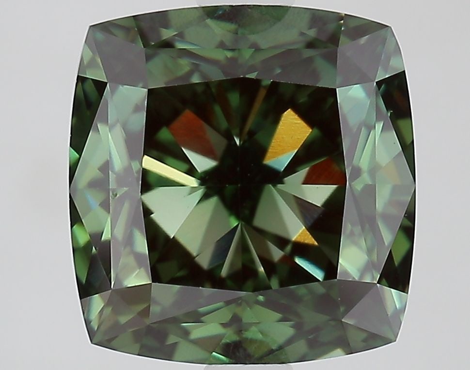 Loose Diamond - CUSHION MODIFIED 3.28ct Fancy Vivid Green VS1: Loose Diamond - CUSHION MODIFIED 3.28ct Fancy Vivid Green VS1 Source: This is a real non-mined Diamond that has been grown in a lab Shape: CUSHION MODIFIED Carats: 3.28 Color: Fancy Vivid Green Certif