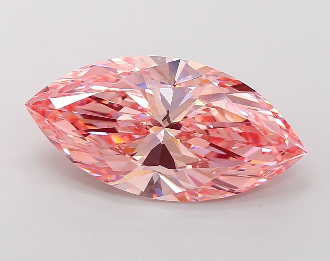 Loose Diamond - MARQUISE 5.04ct Fancy Vivid Pink VVS2: Loose Diamond - MARQUISE 5.04ct Fancy Vivid Pink VVS2 Source: This is a real non-mined Diamond that has been grown in a lab Shape: MARQUISE Carats: 5.04 Color: Fancy Vivid Pink Certification: IGI Vide