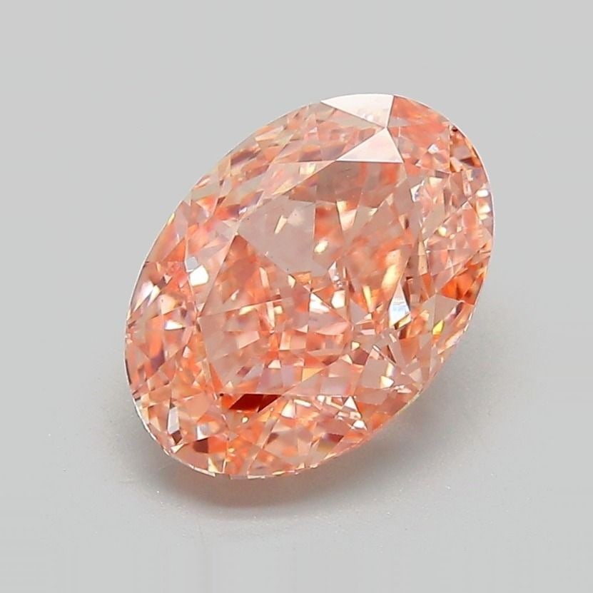 Loose Diamond - OVAL 2.78ct Fancy Vivid Orangey Pink VS1: Loose Diamond - OVAL 2.78ct Fancy Vivid Orangey Pink VS1 Source: This is a real non-mined Diamond that has been grown in a lab Shape: OVAL Carats: 2.78 Color: Fancy Vivid Orangey Pink Certification: I