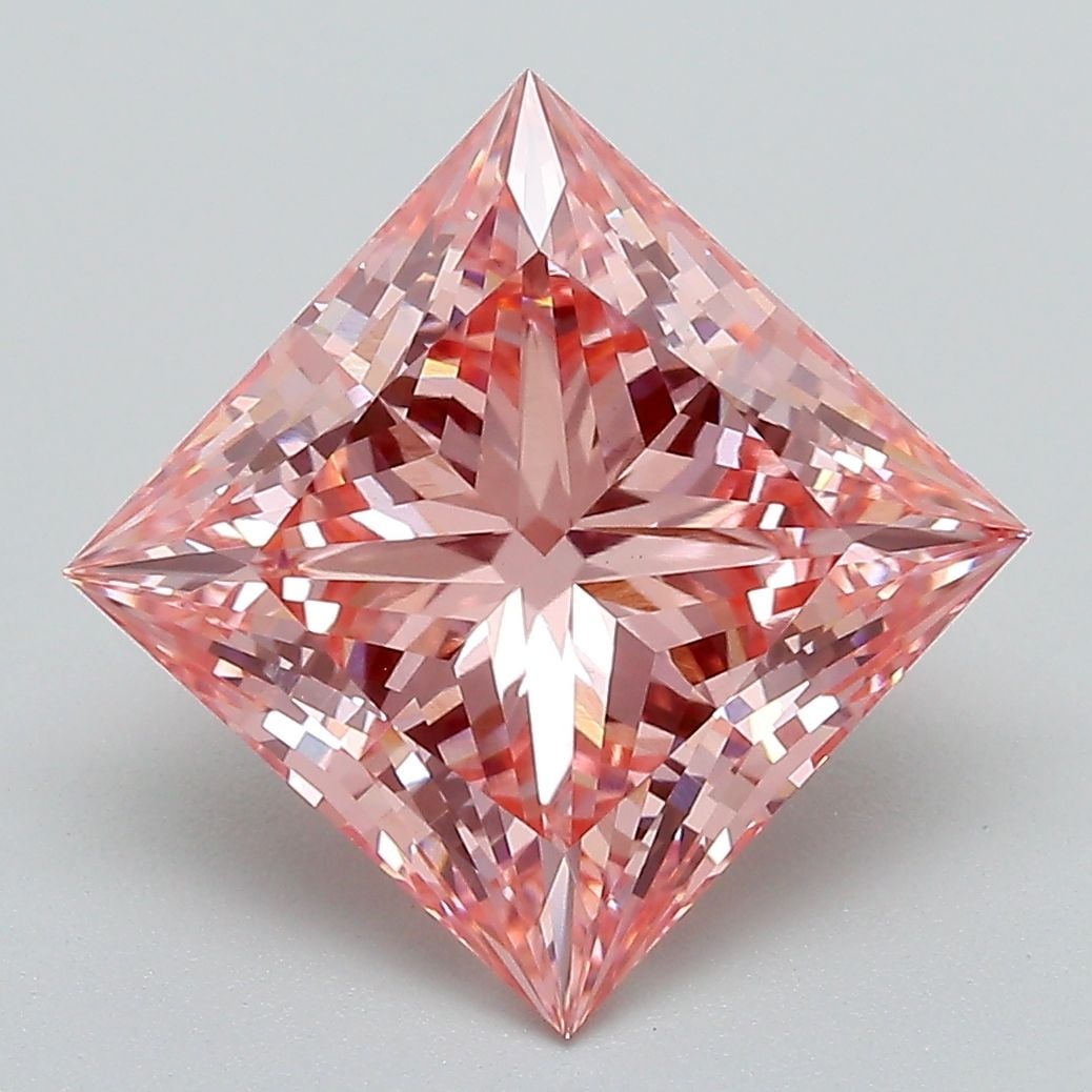Loose Diamond - PRINCESS 4.09ct Fancy Vivid Pink VVS2: Loose Diamond - PRINCESS 4.09ct Fancy Vivid Pink VVS2 Source: This is a real non-mined Diamond that has been grown in a lab Shape: PRINCESS Carats: 4.09 Color: Fancy Vivid Pink Certification: IGI Vide