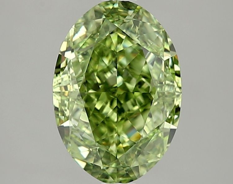 Loose Diamond - OVAL 2.57ct Fancy Vivid Green VVS1: Loose Diamond - OVAL 2.57ct Fancy Vivid Green VVS1 Source: This is a real non-mined Diamond that has been grown in a lab Shape: OVAL Carats: 2.57 Color: Fancy Vivid Green Certification: IGI Video: