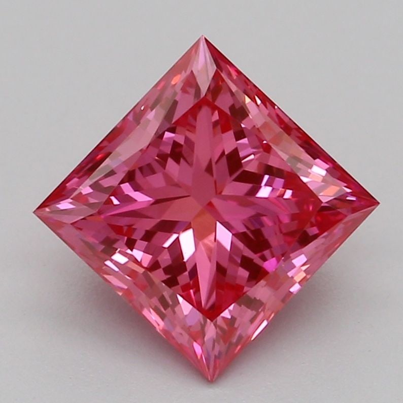 Loose Diamond - PRINCESS 1.09ct Fancy Vivid Pink VS1: Loose Diamond - PRINCESS 1.09ct Fancy Vivid Pink VS1 Source: This is a real non-mined Diamond that has been grown in a lab Shape: PRINCESS Carats: 1.09 Color: Fancy Vivid Pink Certification: IGI Video