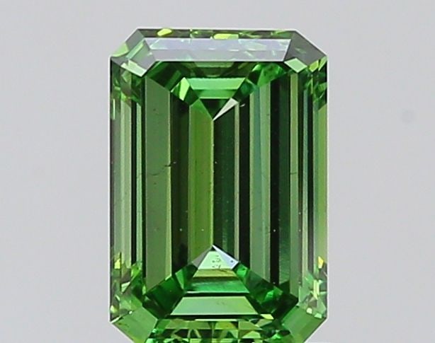 Loose Diamond - EMERALD 1.03ct Fancy Vivid Green VS2: Loose Diamond - EMERALD 1.03ct Fancy Vivid Green VS2 Source: This is a real non-mined Diamond that has been grown in a lab Shape: EMERALD Carats: 1.03 Color: Fancy Vivid Green Certification: IGI PLEAS