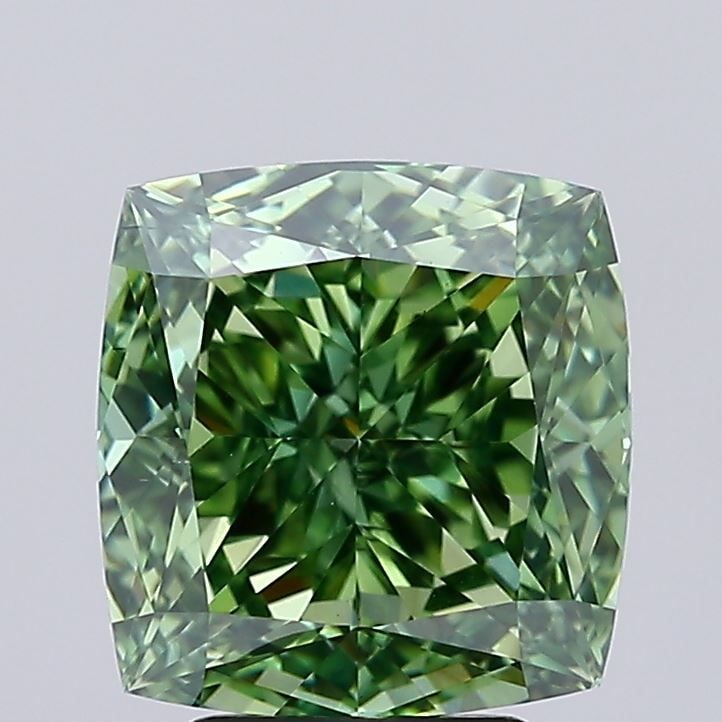 Loose Diamond - CUSHION MODIFIED 4.03ct Fancy Vivid Green VS2: Loose Diamond - CUSHION MODIFIED 4.03ct Fancy Vivid Green VS2 Source: This is a real non-mined Diamond that has been grown in a lab Shape: CUSHION MODIFIED Carats: 4.03 Color: Fancy Vivid Green