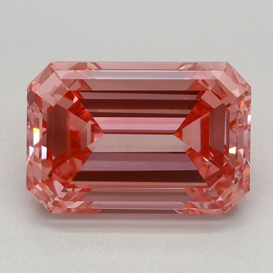 Loose Diamond - EMERALD 2.01ct Fancy Vivid Pink VS1: Loose Diamond - EMERALD 2.01ct Fancy Vivid Pink VS1 Source: This is a real non-mined Diamond that has been grown in a lab Shape: EMERALD Carats: 2.01 Color: Fancy Vivid Pink Certification: IGI