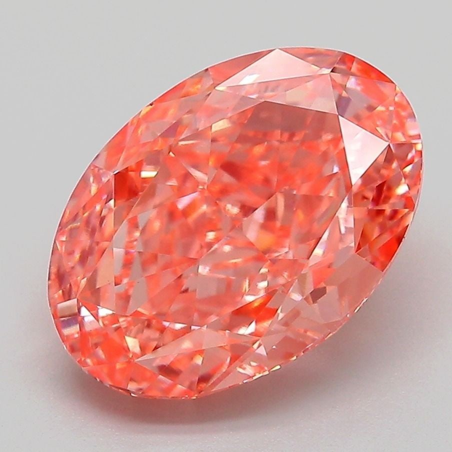 Loose Diamond - OVAL 4.23ct Fancy Vivid Pink Orange VS1: Loose Diamond - OVAL 4.23ct Fancy Vivid Pink Orange VS1 Source: This is a real non-mined Diamond that has been grown in a lab Shape: OVAL Carats: 4.23 Color: Fancy Vivid Pink Orange Certification: IGI