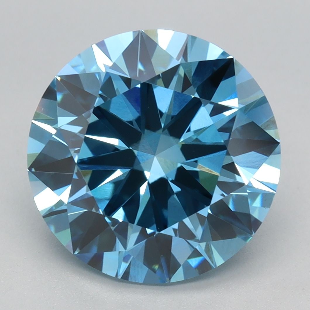 Ideal Loose Diamond - ROUND 4.03ct Fancy Vivid Blue VS1: Ideal Loose Diamond - ROUND 4.03ct Fancy Vivid Blue VS1 Source: This is a real non-mined Diamond that has been grown in a lab Shape: ROUND Carats: 4.03 Color: Fancy Vivid Blue Certification: IGI