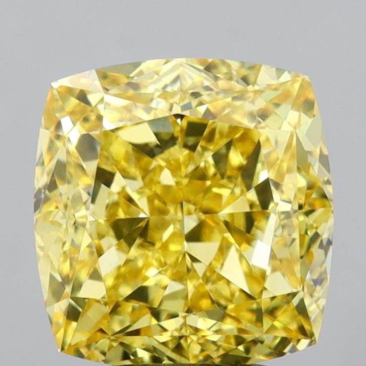 Loose Diamond - CUSHION MODIFIED 5.04ct Fancy Vivid Yellow VVS2: Loose Diamond - CUSHION MODIFIED 5.04ct Fancy Vivid Yellow VVS2 Source: This is a real non-mined Diamond that has been grown in a lab Shape: CUSHION MODIFIED Carats: 5.04 Color: Fancy Vivid Yellow