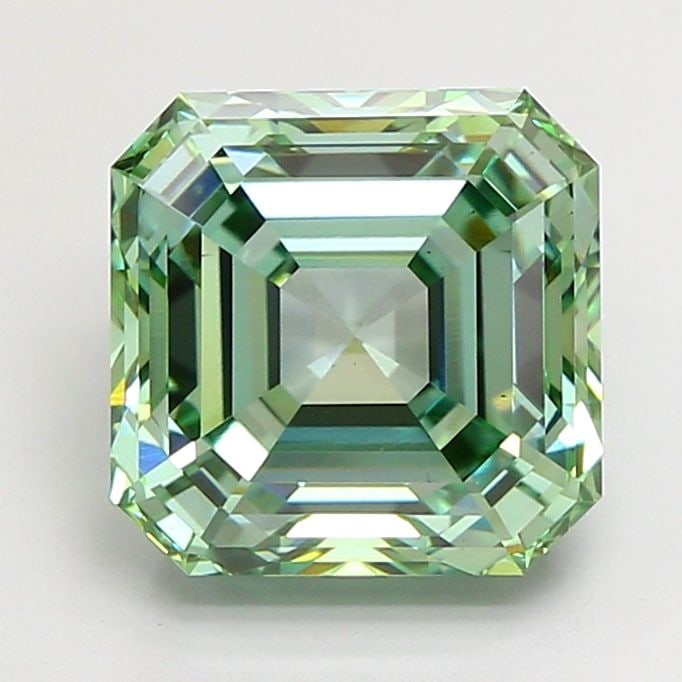 Loose Diamond - ASSCHER 4.78ct Fancy Vivid Green VS1: Loose Diamond - ASSCHER 4.78ct Fancy Vivid Green VS1 Source: This is a real non-mined Diamond that has been grown in a lab Shape: ASSCHER Carats: 4.78 Color: Fancy Vivid Green Certification: IGI