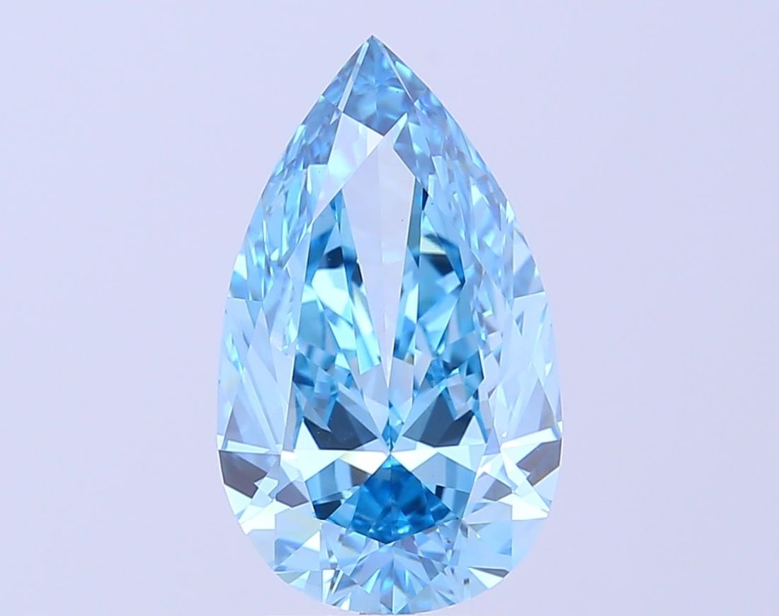 Loose Diamond - PEAR 4.02ct Fancy Vivid Blue VS1: Loose Diamond - PEAR 4.02ct Fancy Vivid Blue VS1 Source: This is a real non-mined Diamond that has been grown in a lab Shape: PEAR Carats: 4.02 Color: Fancy Vivid Blue Certification: IGI Video:
