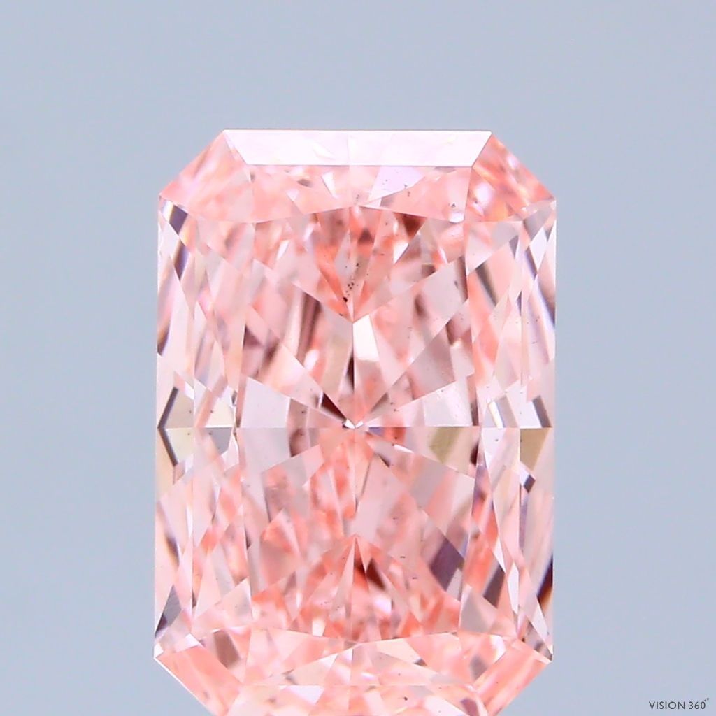Loose Diamond - RADIANT 2.55ct Fancy Vivid Pink VS2: Loose Diamond - RADIANT 2.55ct Fancy Vivid Pink VS2 Source: This is a real non-mined Diamond that has been grown in a lab Shape: RADIANT Carats: 2.55 Color: Fancy Vivid Pink Certification: IGI Video: