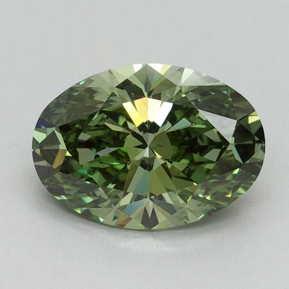 Loose Diamond - OVAL 2.19ct Fancy Vivid Green VS1: Loose Diamond - OVAL 2.19ct Fancy Vivid Green VS1 Source: This is a real non-mined Diamond that has been grown in a lab Shape: OVAL Carats: 2.19 Color: Fancy Vivid Green Certification: IGI Video:
