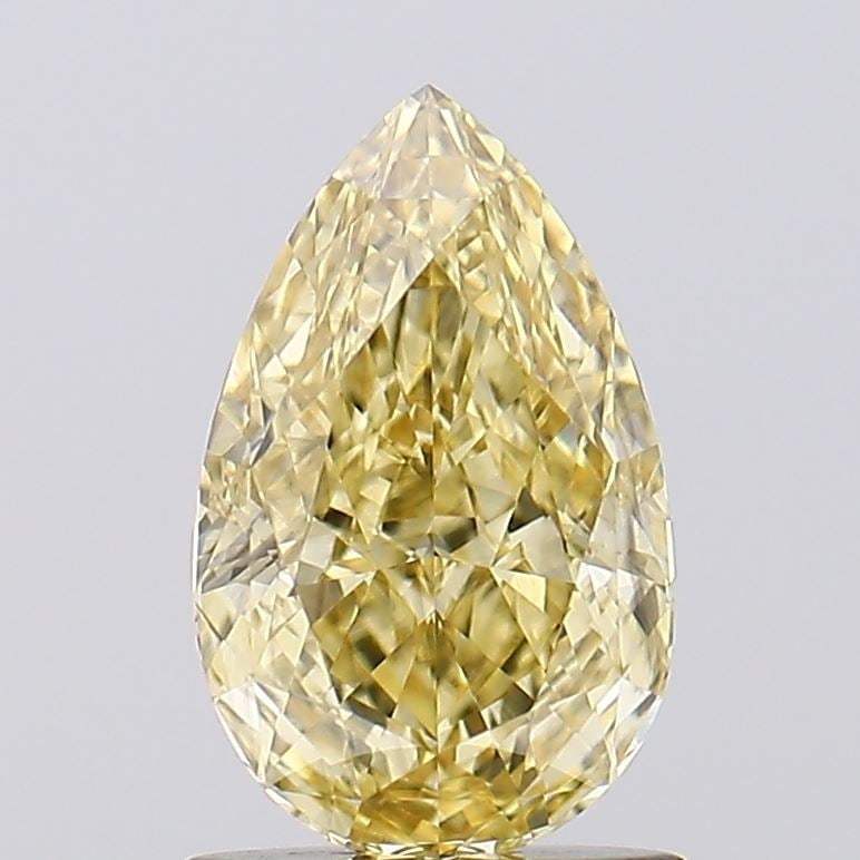Loose Diamond - PEAR 1.22ct Fancy Intense Yellow VS2: Loose Diamond - PEAR 1.22ct Fancy Intense Yellow VS2 Source: This is a real non-mined Diamond that has been grown in a lab Shape: PEAR Carats: 1.22 Color: Fancy Intense Yellow Certification: IGI