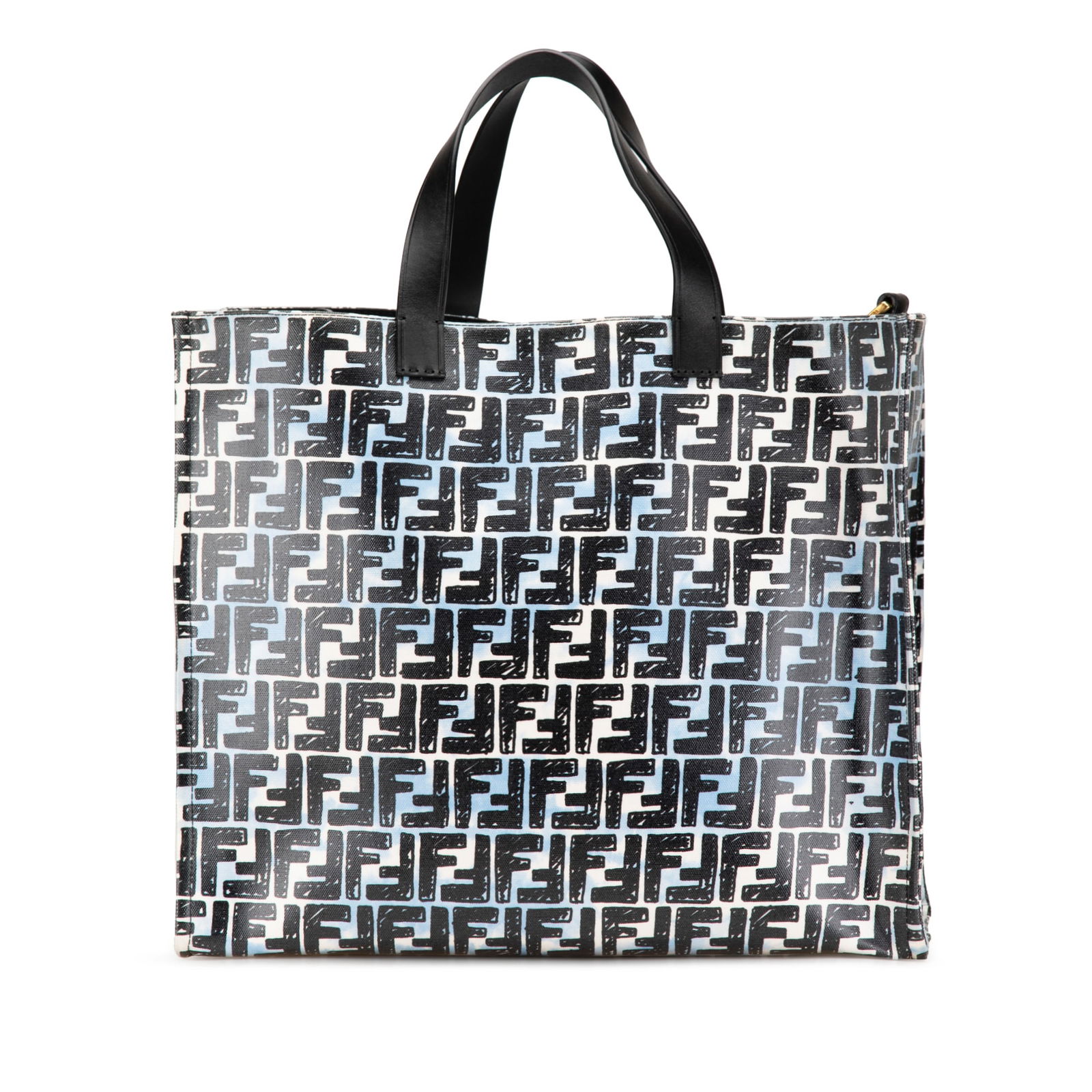 Fendi Joshua Vides Cloudy Shopper Satchel Coated Canvas Blue: Fendi Joshua Vides Cloudy Shopper Satchel Coated Canvas Blue This Fendi Joshua Vides Zucca Coated Canvas Cloudy Shopper Satchel showcases a stylish printed coated canvas body in a striking blue color.