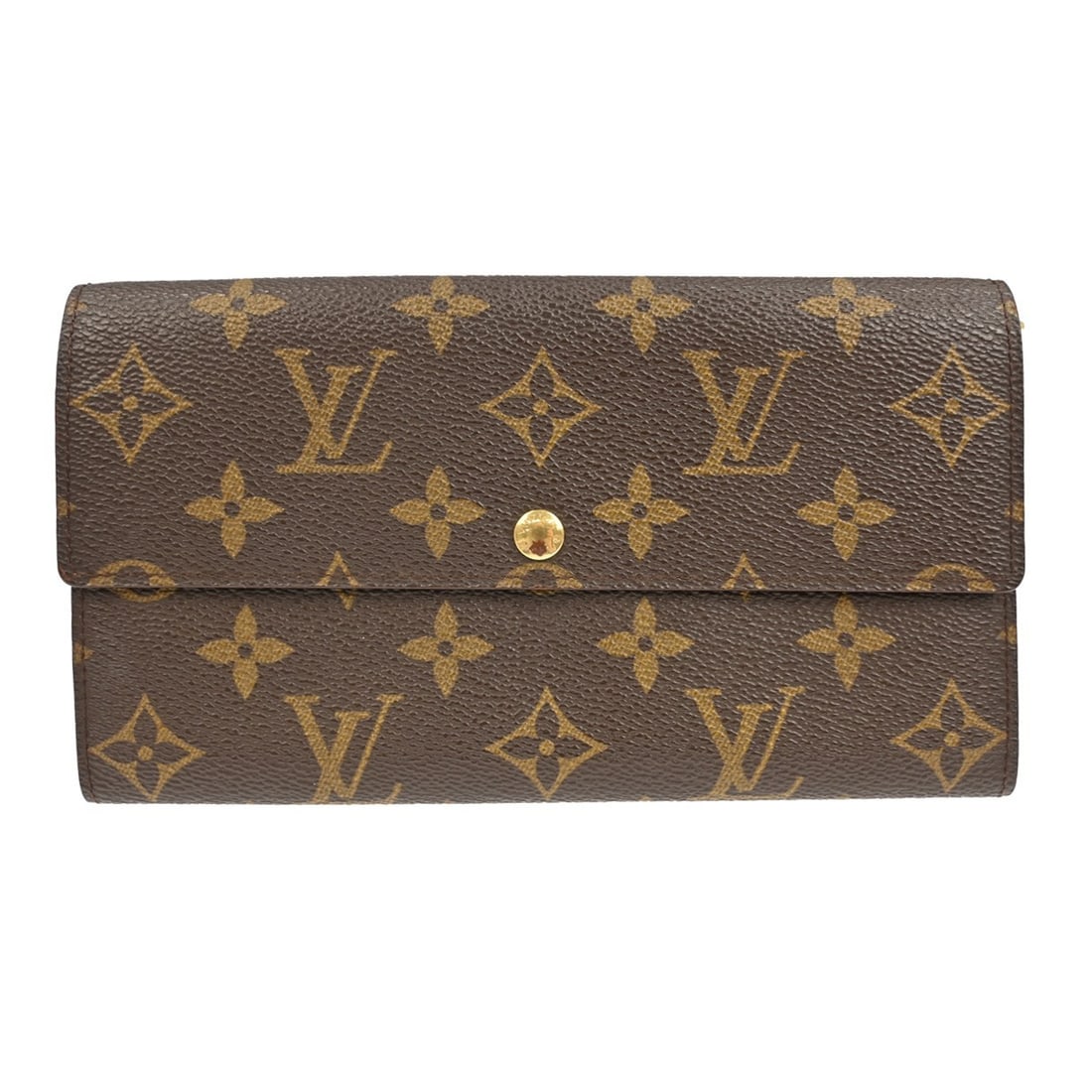 Louis Vuitton Monogram Canvas Porte Monnaie Credit Wallet M61725 Brown: Louis Vuitton Monogram Canvas Porte Monnaie Credit Wallet M61725 Brown This Louis Vuitton Monogram Porte Monnaie Credit Wallet features the iconic brown monogram canvas and a folding design. It is acc