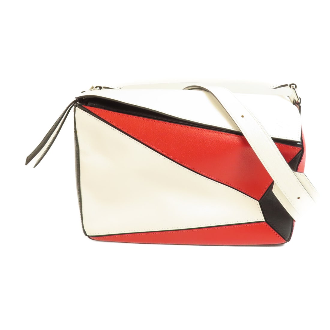 LOEWE Puzzle Medium 2 Way Shoulder Bag Calfskin White Red (1 of 16)