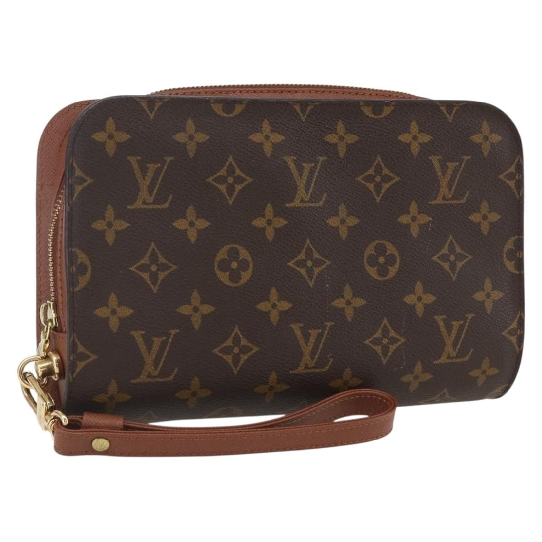 Louis Vuitton Orsay Monogram Canvas Clutch Bag M51790 France: Louis Vuitton Orsay Monogram Canvas Clutch Bag M51790 France This Louis Vuitton Orsay Monogram clutch bag features the iconic monogram canvas exterior in a classic brown color. The bag is crafted in F