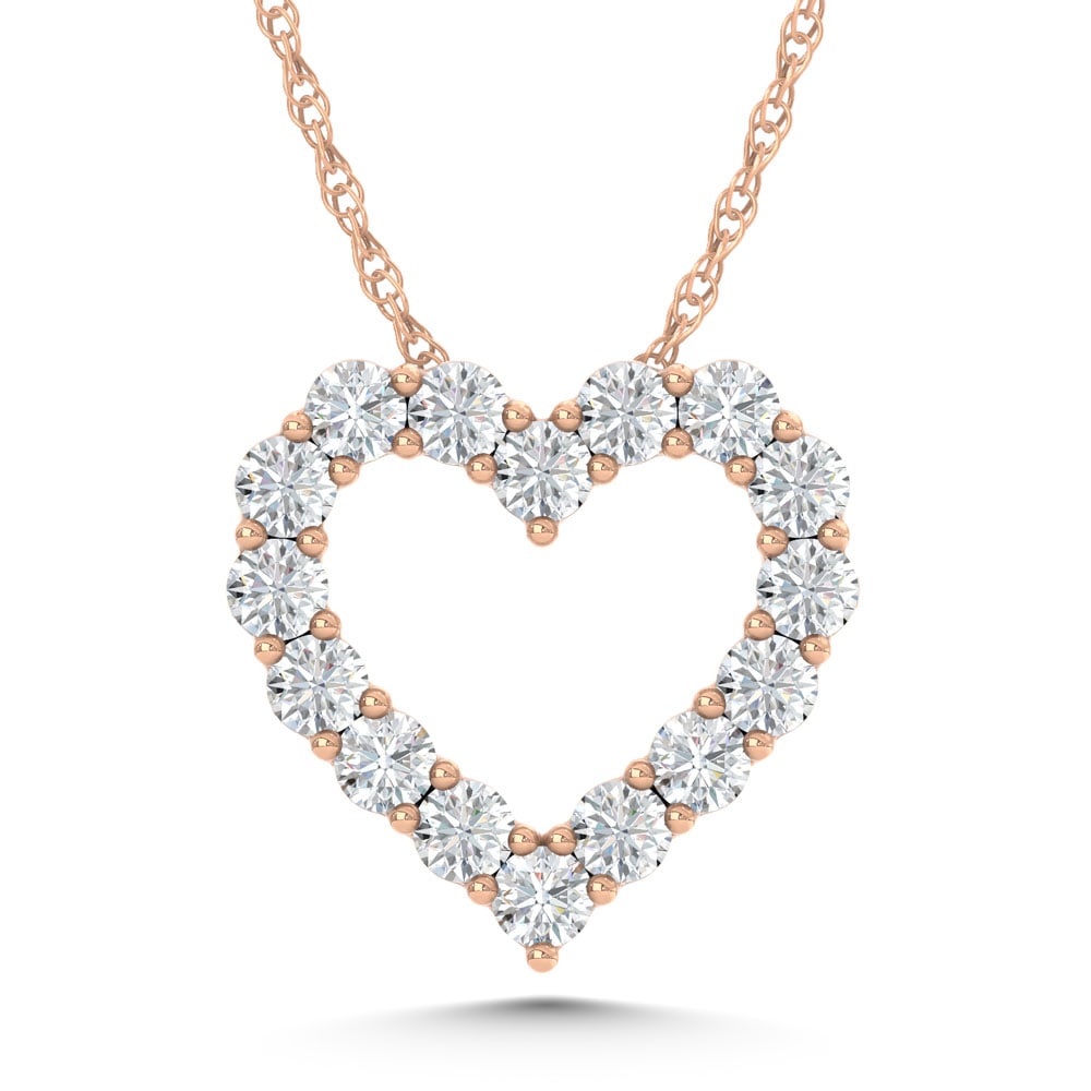 14K Rose Gold Lab Grown Diamond 2 Ct.Tw. Heart Pendant: 14K Rose Gold Lab Grown Diamond 2 Ct.Tw. Heart Pendant Polished 14K Rose gold heart pendant featuring lab-grown diamonds totaling 2 carat total weight. 14k Rose Gold Stone Color: D-f Stone Clarity: Vs