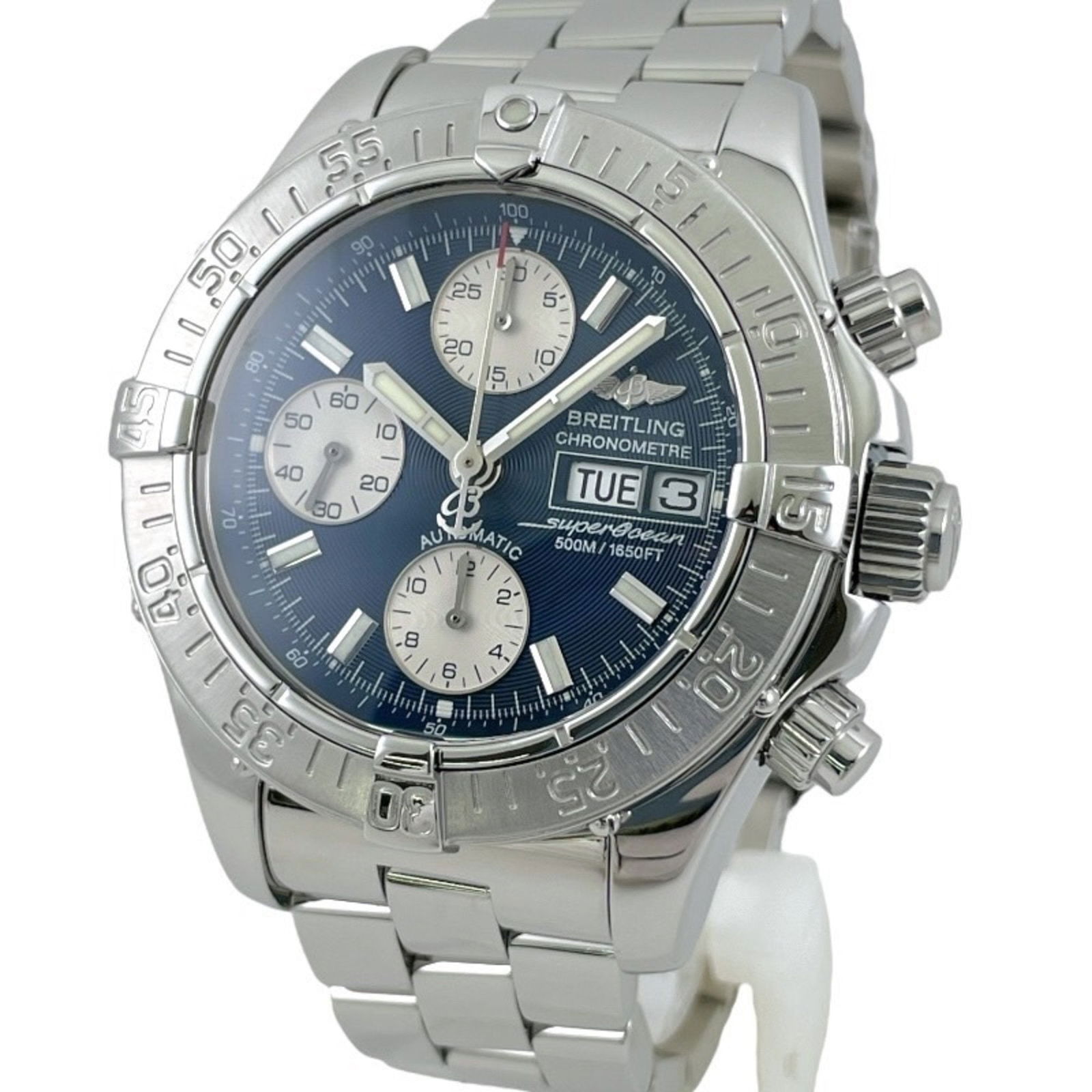 Steel men's wristwatch Breitling SuperOcean blue dial 42mm (1 of 1)