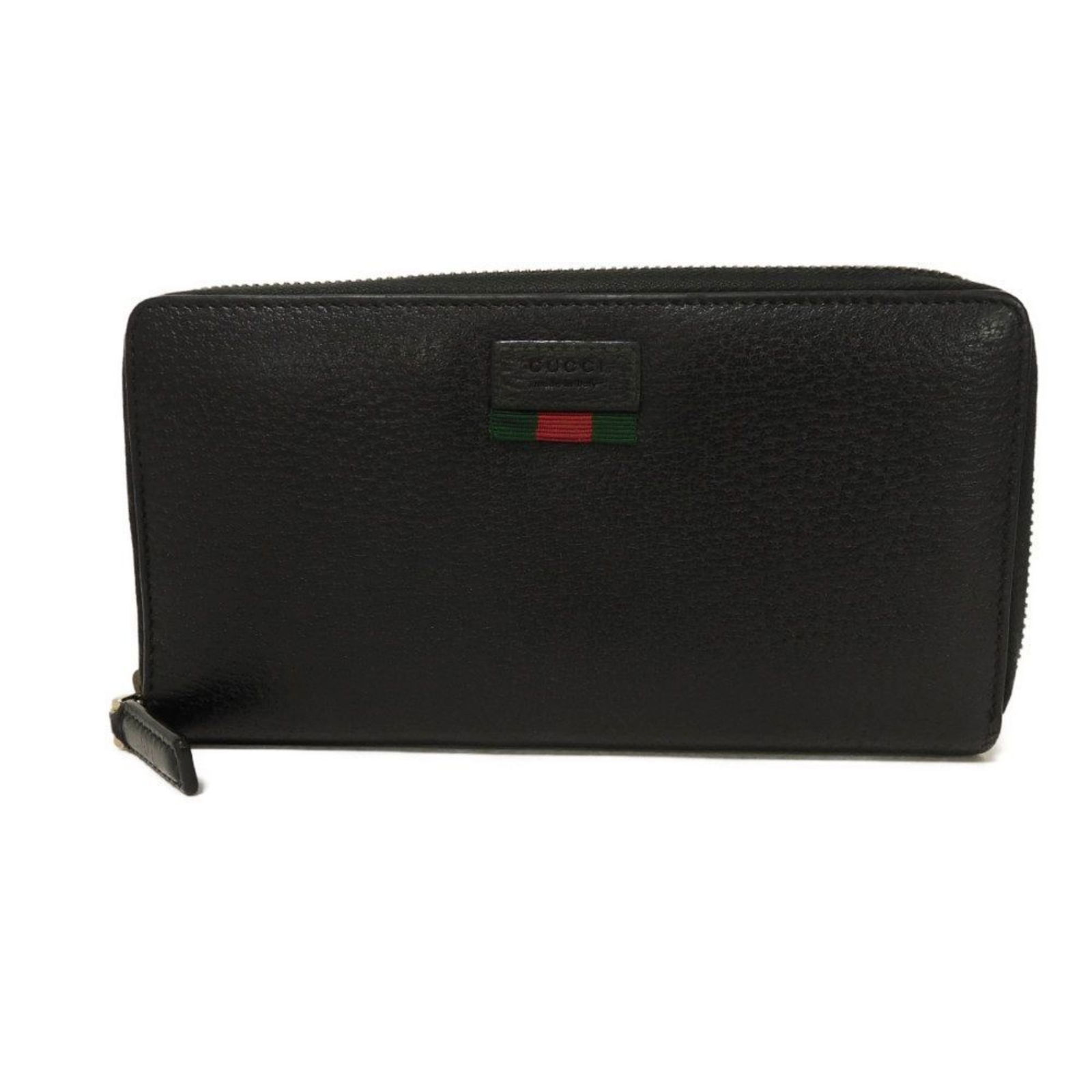 Gucci Black Leather Zip Around Wallet for Men: Gucci Black Leather Zip Around Wallet for Men This Gucci Zip Around wallet is crafted from black leather and features a zip-around design. Made in Italy, it is designed for men and offers practical st
