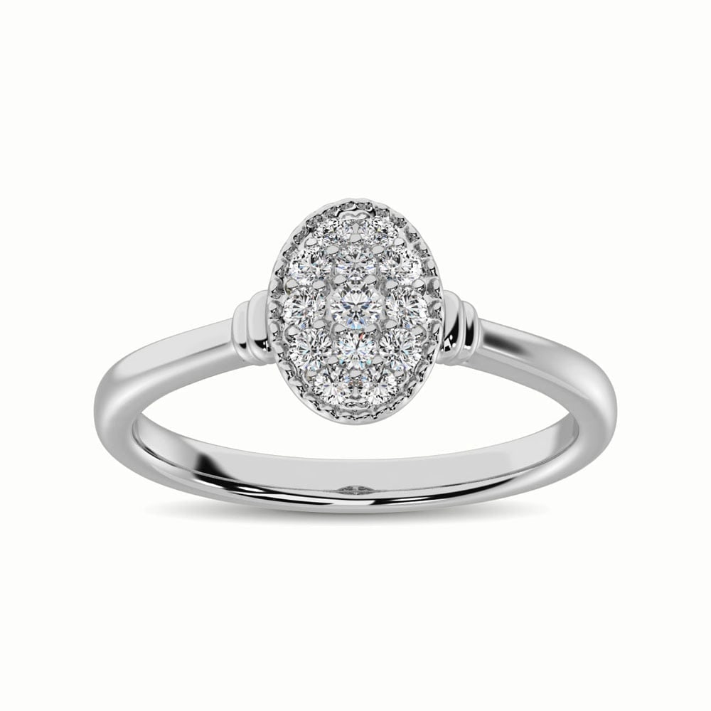 10K White Gold 1/5 Ct.Tw. Diamond Fashion Ring: 10K White Gold 1/5 Ct.Tw. Diamond Fashion Ring This amazing ring is available in 10K White Gold. There are 13 round diamonds with a total carat weight of 1/5 Ct.Tw. set in a Shared Prong setting. 10k
